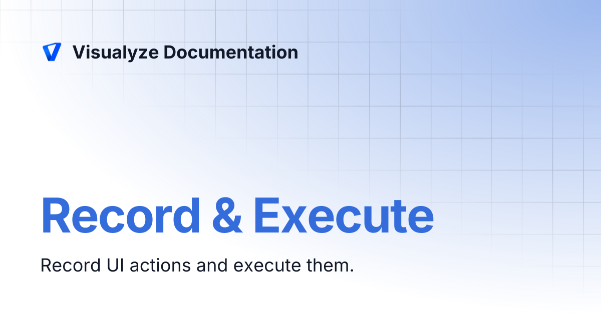 Record & Execute | Visualyze Documentation