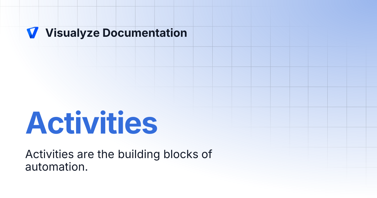 Activities | Visualyze Documentation