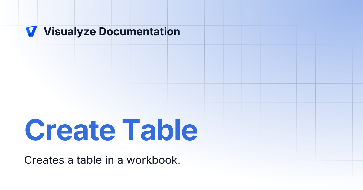 Create Table | Visualyze Documentation